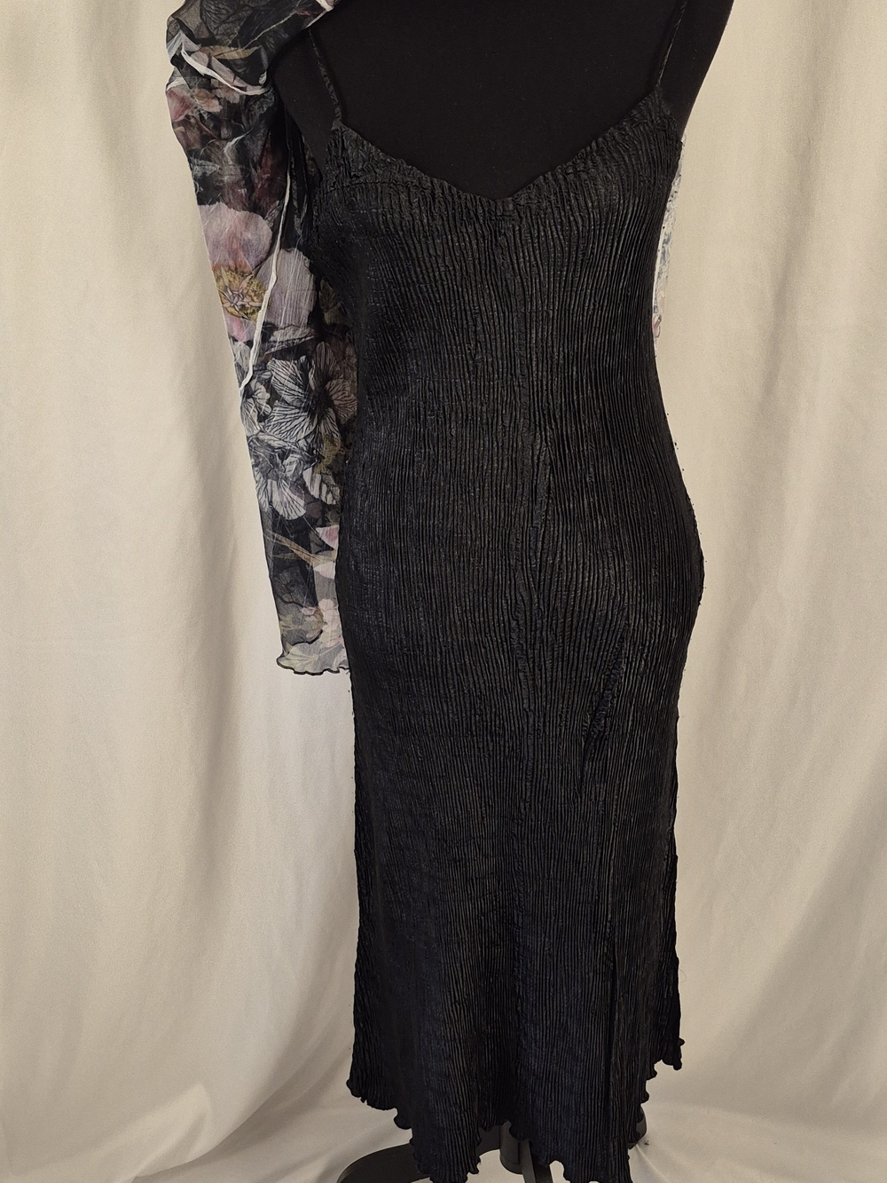 Komarov Floral Print Charmeuse & Lace Cocktail Dress w/ Plisse Slip - Size M - Picture 12 of 16